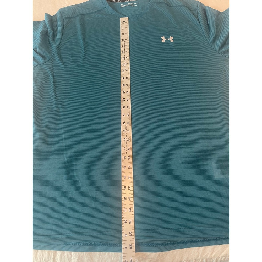 00658 Under Armour Threadborne Mens XXL Teal Golf Athletic TShirt Heatgear NWT - Picture 6 of 10